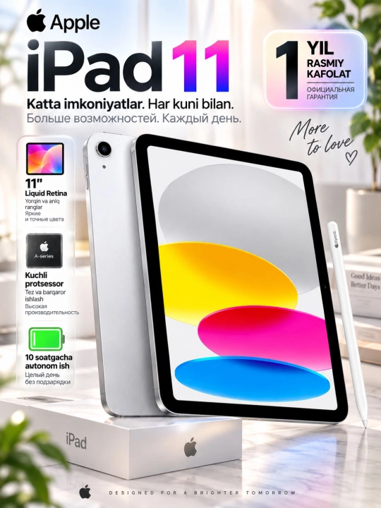 Planshet Apple iPad 11 128GB Wi-Fi Silver, kumushrang, kafolatli - 