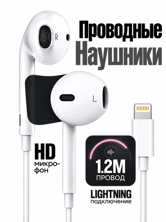 Проводные наушники с кабелем Lightning и Type-c - 