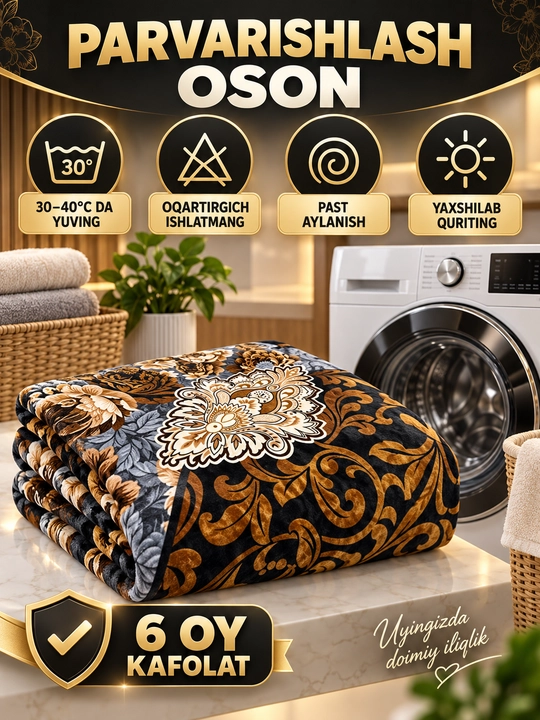Adyol, 2 kishilik issiq, 1 qavatli 200×220 sm, 2,5 kg — uy va yotoqxona uchun qalin ko‘rpa