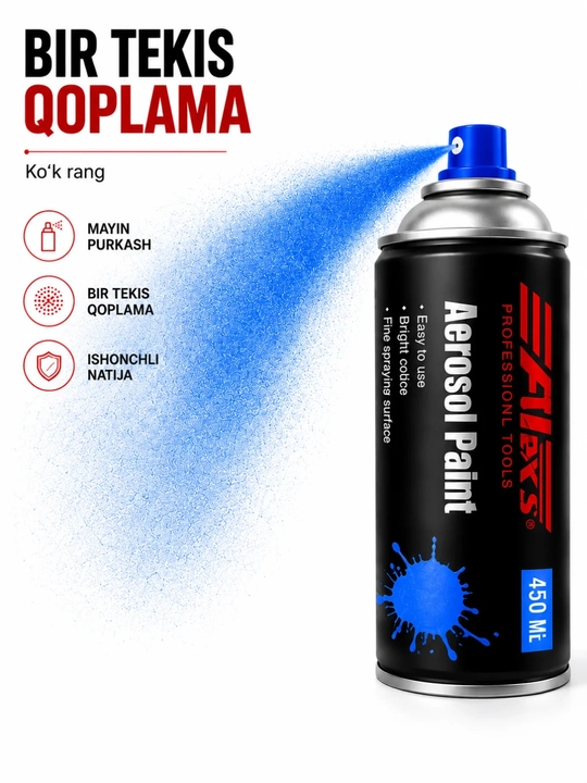 Аэрозольная краска FIXS Professional Tools 450 мл для металла, дерева, стекла и керамики - 