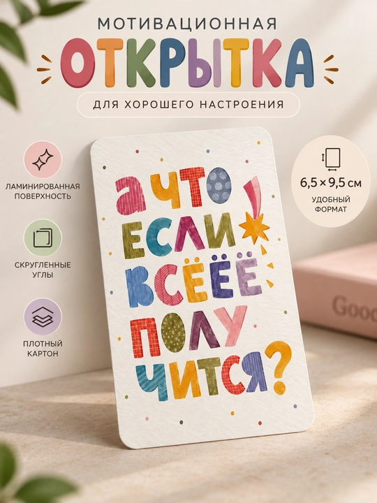 Открытка для подарка на День рождения — мини формат, мотивационная открытка