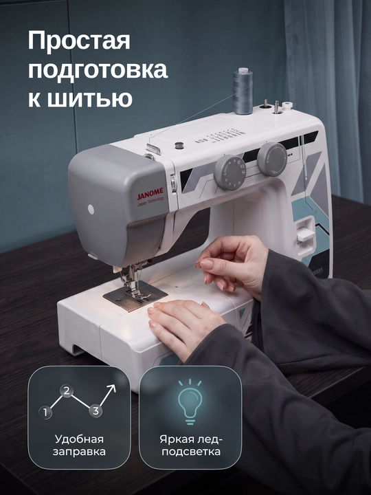 Швейная машина Janome HS555, 15 швейных операций, нитевдеватель