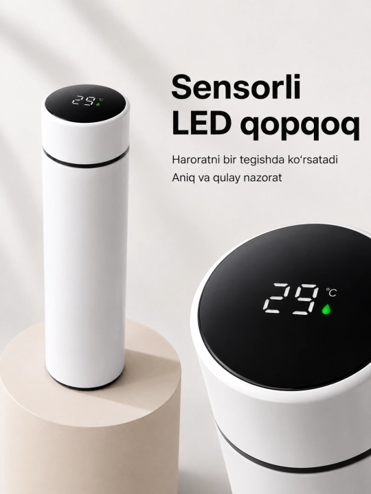 Issiq va sovuq ichimliklar uchun zanglamaydigan po‘latdan yasalgan yo‘l termosi