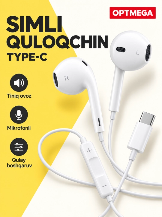 Проводные наушники для iPhone с микрофоном, Pop-Up, разъёмы Lightning, Type-C и AUX 3,5 мм - 