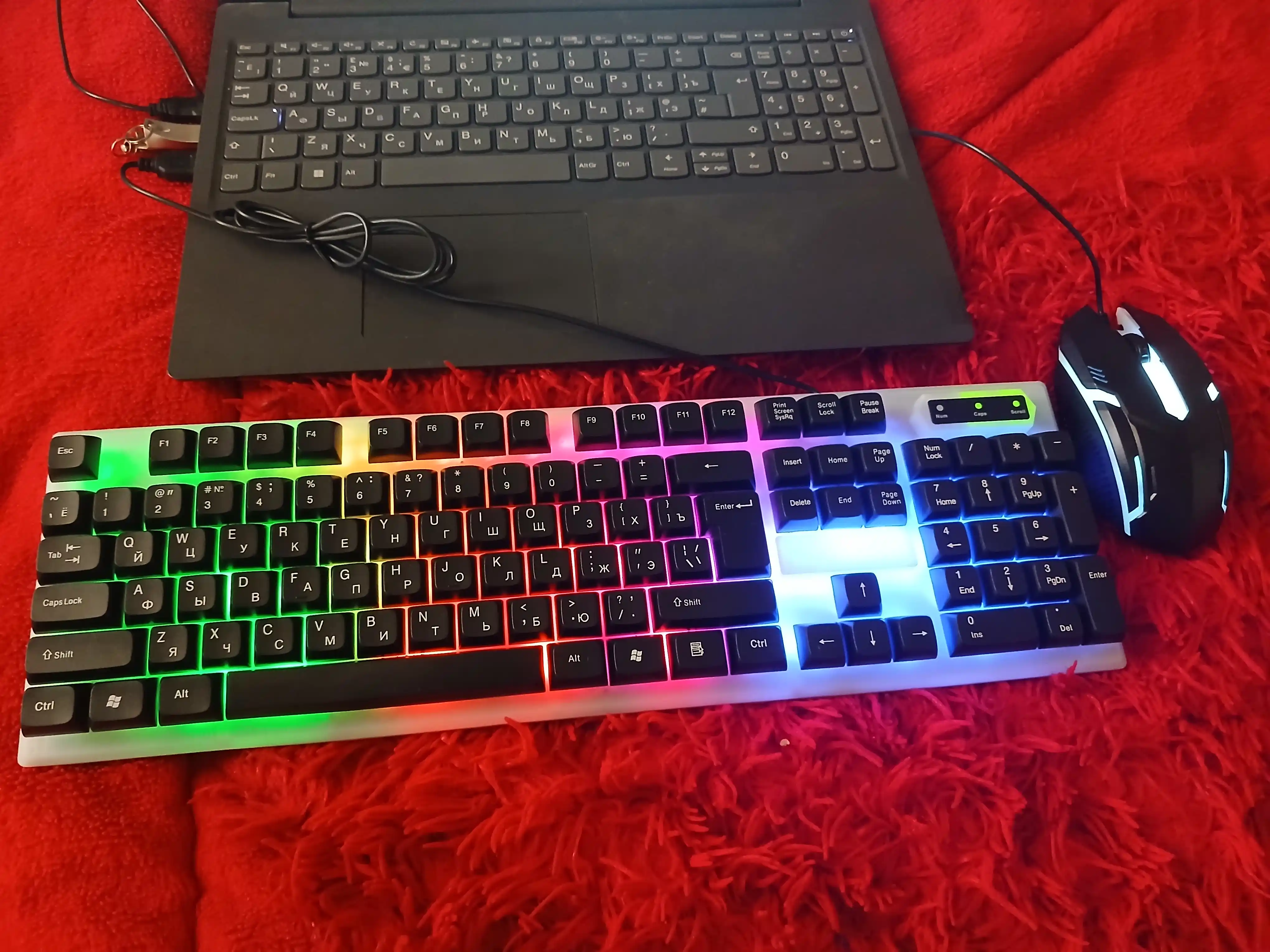 Игровая клавиатура и мышь F83, с RGB-подсветкой, проводная, для геймеров