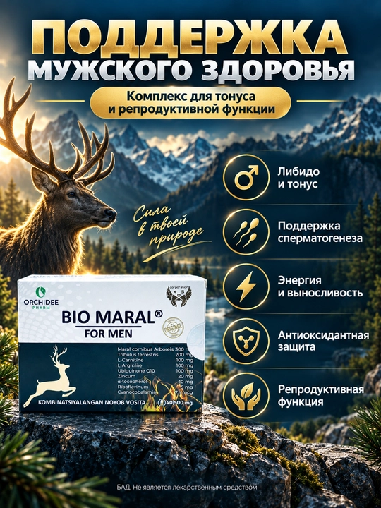 Капсулы для мужского здоровья и зачатия Bio Maral for Men, Био Марал, 40 капсул