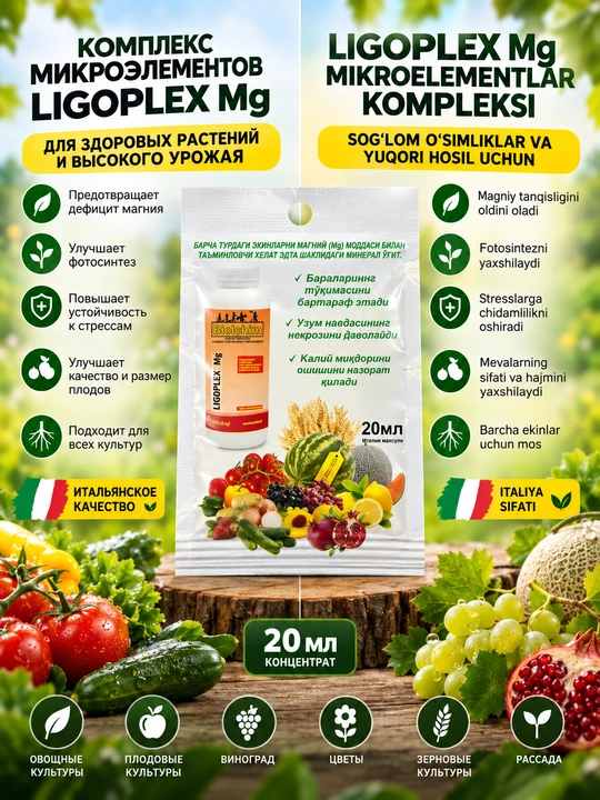 Ligoplex Mg Biolchim, o‘simliklar uchun magniyli mikroelementli o‘g‘it, 20 ml - 