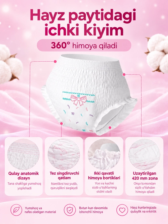 Hayz va tug‘ruqdan keyingi davr uchun bir martalik trusiklar