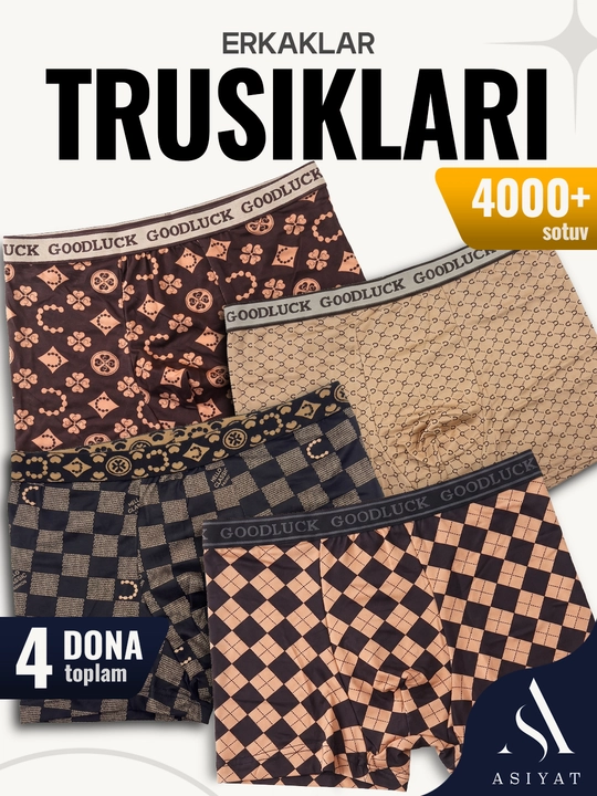 Erkaklar boksеr trusiklar to‘plami 4 dona, erkaklar ichki kiyimi, erkaklar uchun to‘plam - 