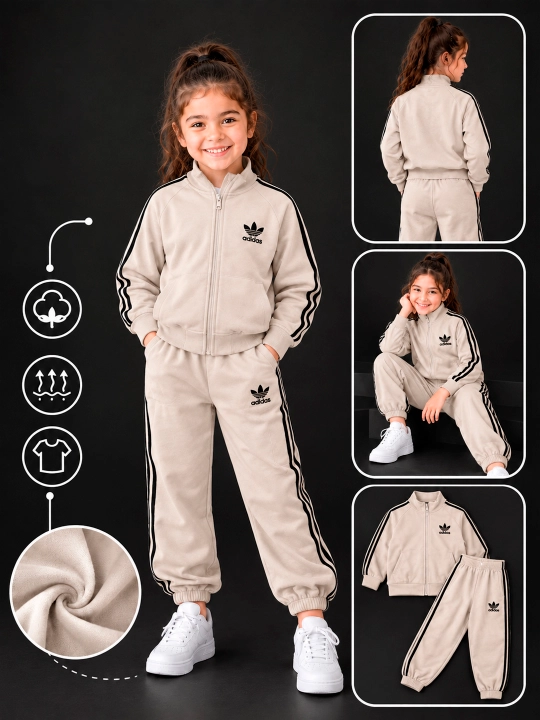 Спортивный костюм для девочек, 3-7 лет, спортивная форма для девочек, двойка - 