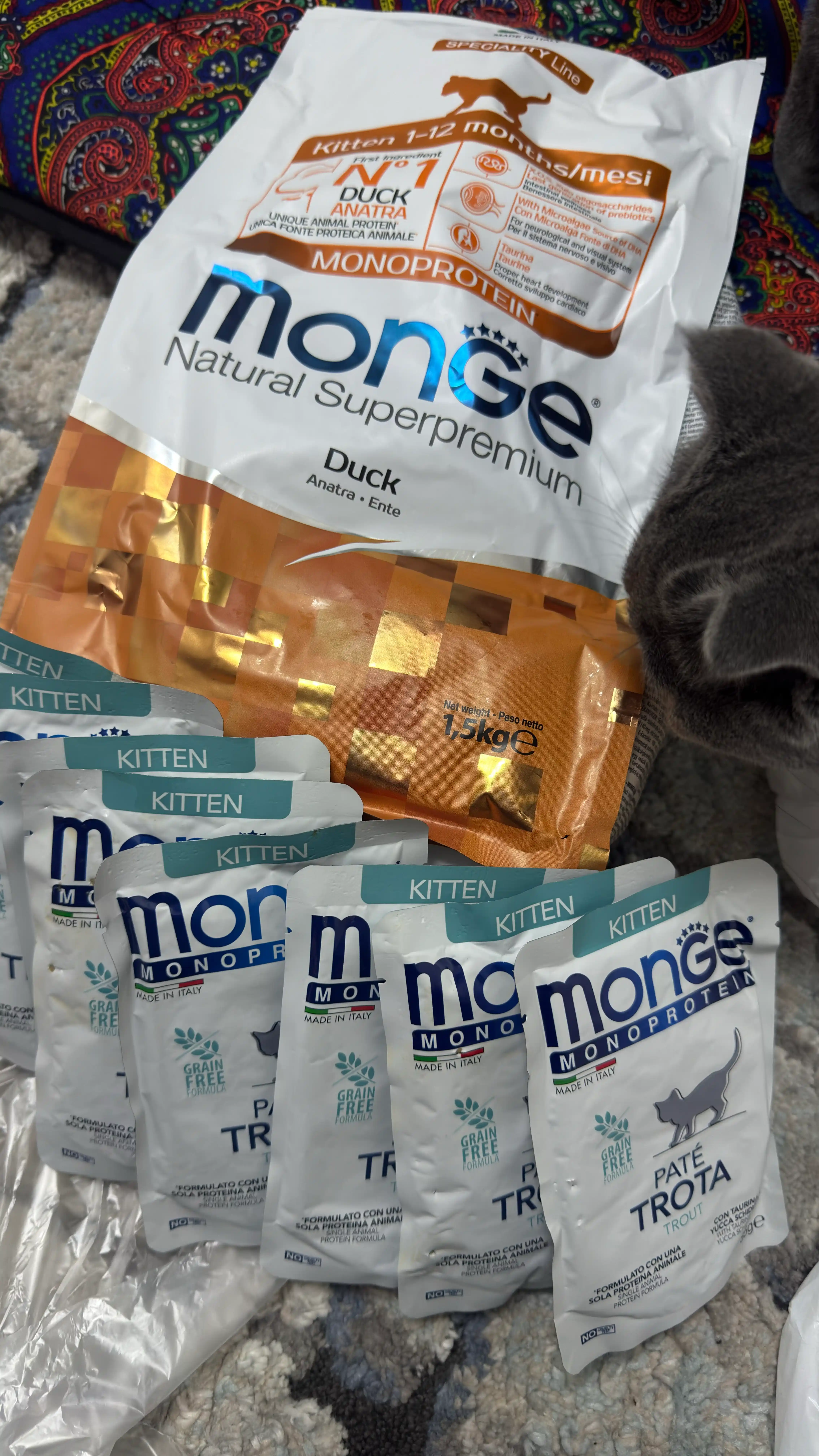 Корм Monge Kitten для котят с мясом утки, от 1 -12 месяцев, 1,5 кг