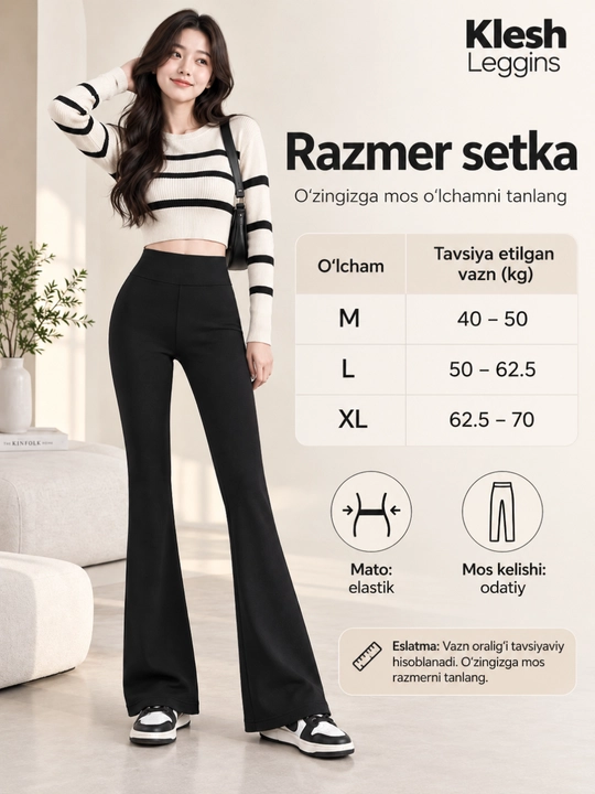Ayollar uchun klesh leggins, yuqori belli, elastik va issiq