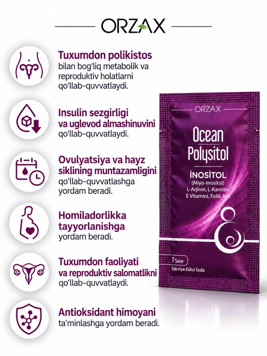 Ocean Inozitol— Polysitol , gormonal balans va fertilitet uchun, №30, Halol
