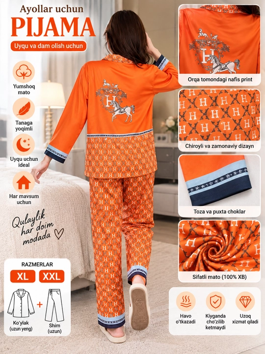 Пижама женская с брюками, комплект для сна и дома с длинным рукавом, XL–XXL