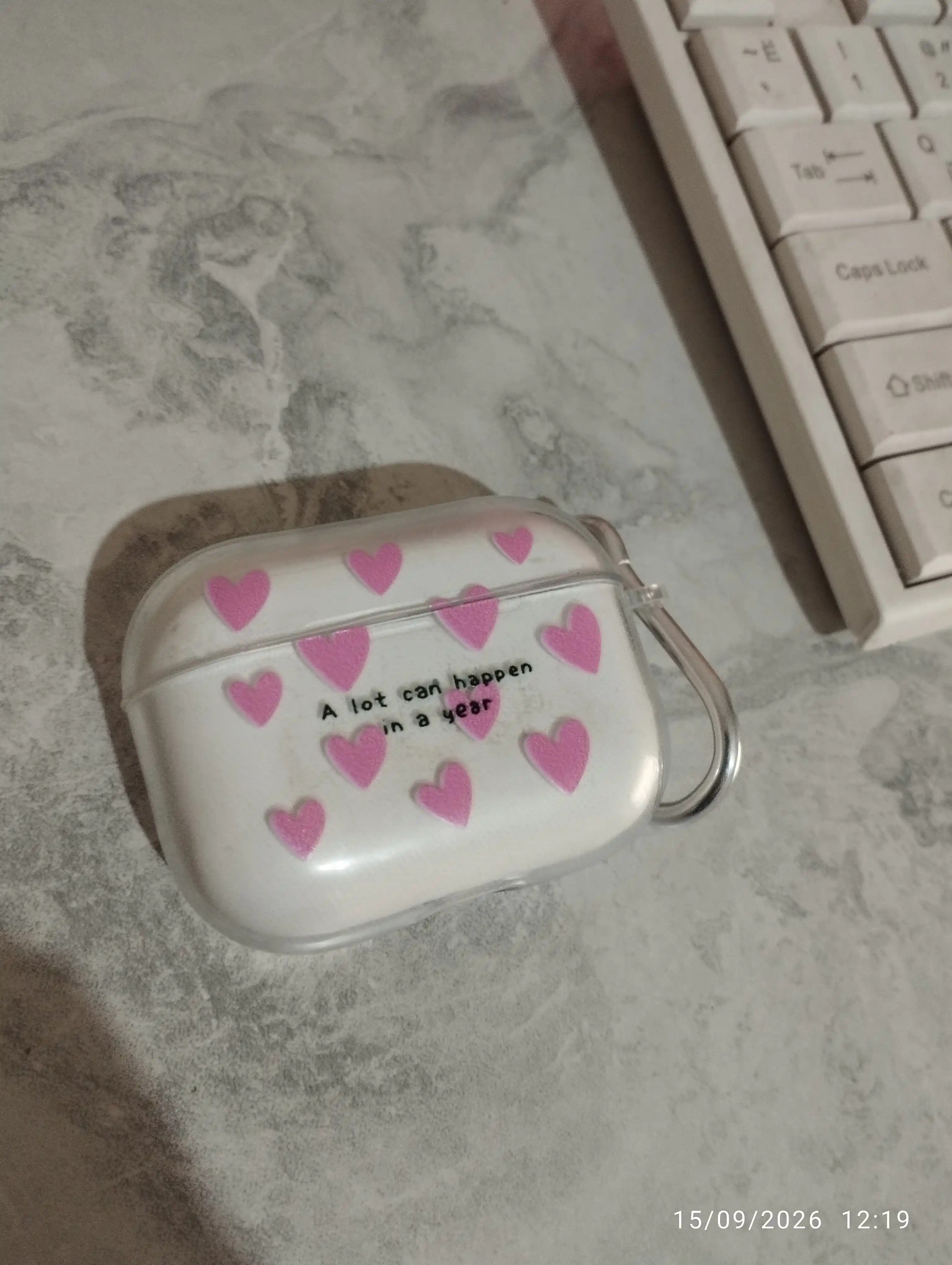 AirPods 1, 2 / Pro, 3, 4 simsiz quloqchinlar uchun g'ilof, yurak nashri bilan