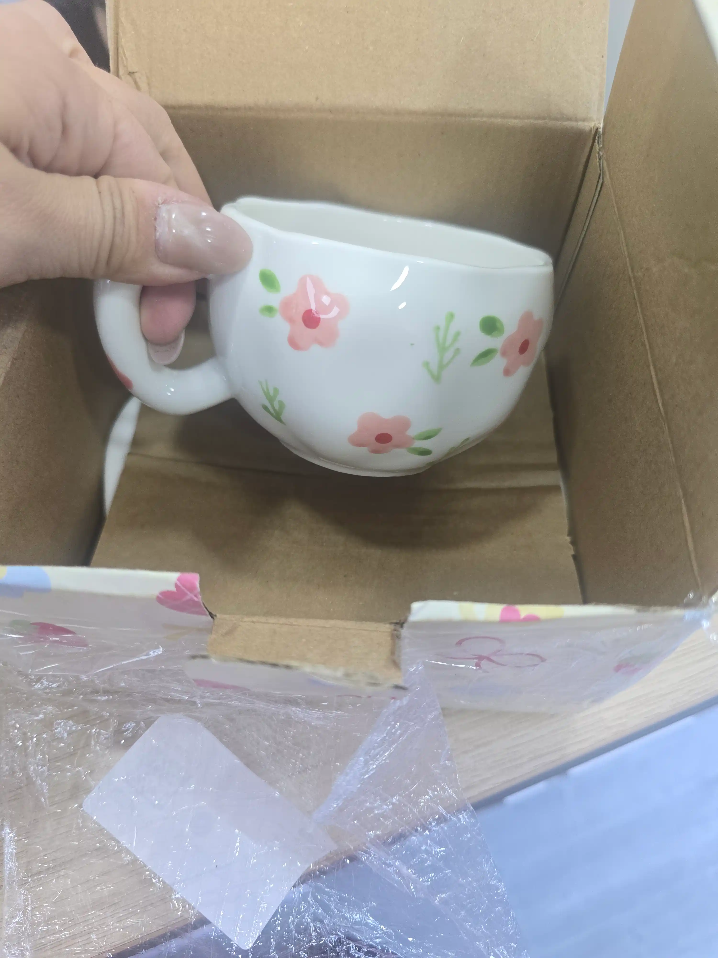 Керамическая кружка для чая, эстетичная розовая чашка, подарочный бокал, 330 мл, с ложкой