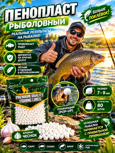 Пенопласт для рыбалки, мягкая приманка, пенопласт рыболовный