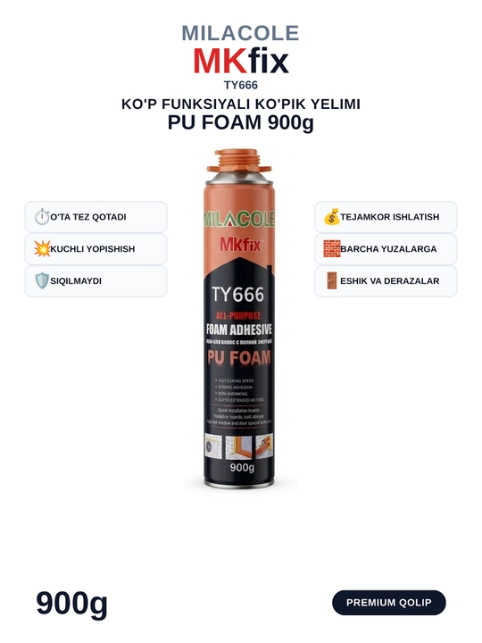 Полиуретановая паста Ko'pik-Yelim MILACOLE MKfix TY666, 900 г / 750 мл - 