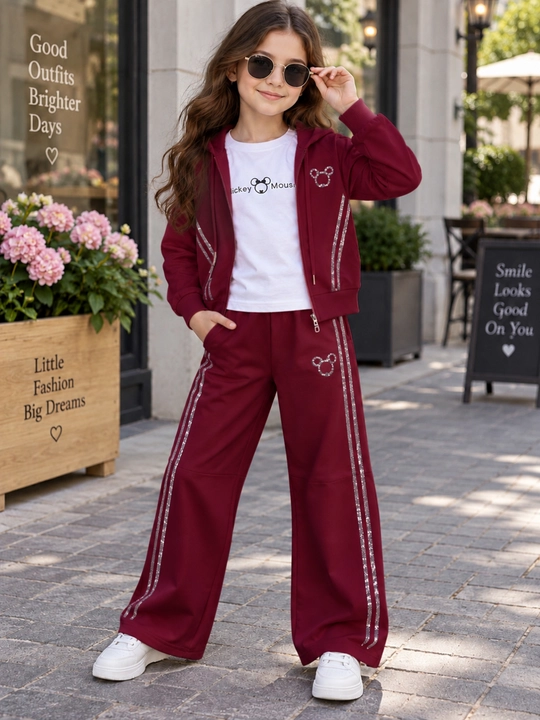 Qizlar uchun pushti sport kostyum uch qismli - 