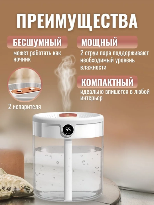 Xushbo'y diffuzer va tungi chiroqqa ega kuchli ixcham namlagich. 3 tasi 1 da