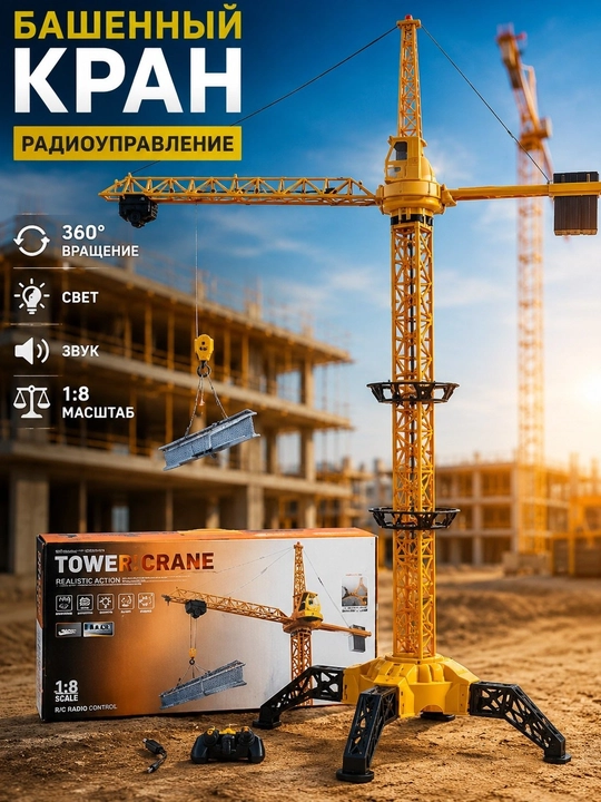Башенный кран с дистанционным управлением, детский симулятор, электрический - 
