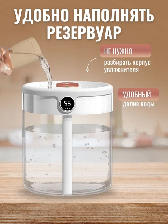 Xushbo'y diffuzer va tungi chiroqqa ega kuchli ixcham namlagich. 3 tasi 1 da