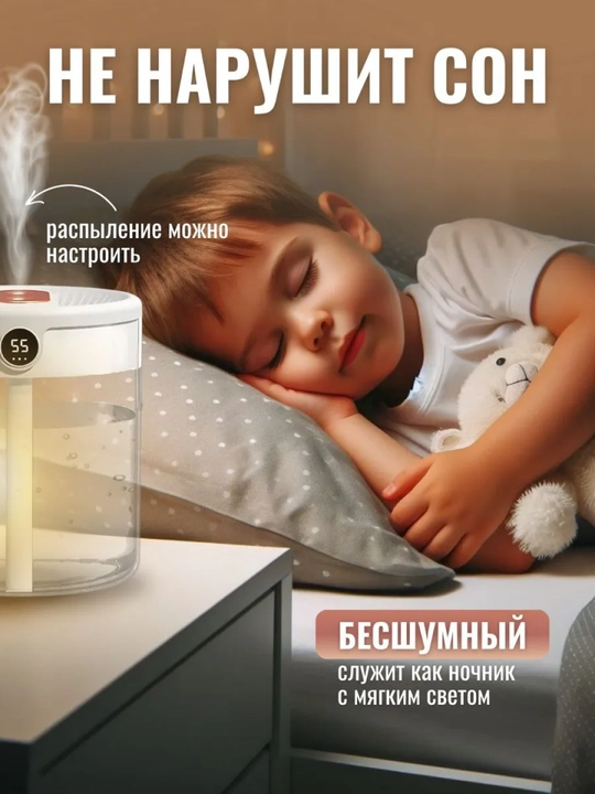 Xushbo'y diffuzer va tungi chiroqqa ega kuchli ixcham namlagich. 3 tasi 1 da