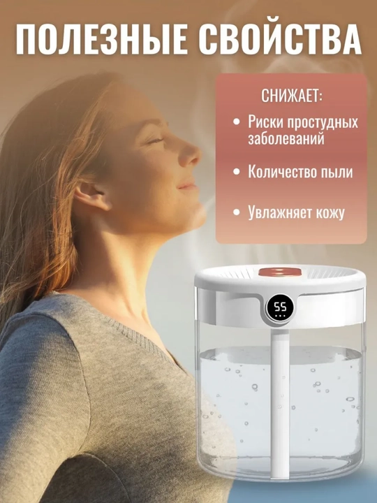 Xushbo'y diffuzer va tungi chiroqqa ega kuchli ixcham namlagich. 3 tasi 1 da