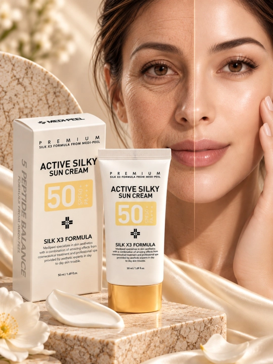 Quyoshdan himoya qiluvchi yuz kremi MEDI-PEEL Active Silky Sun Cream SPF 50+, 50 ml - 