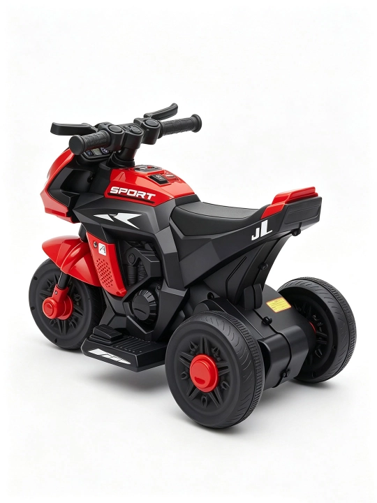 Bolalar elektr mototsikli, 2 motorli, 6V 4Ah akkumulyator, musiqa va chiroqlar, 1–6 yosh