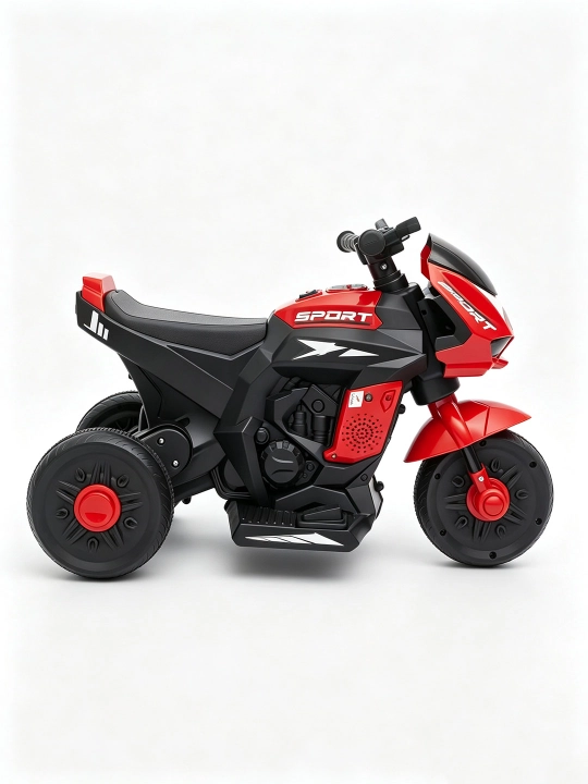 Bolalar elektr mototsikli, 2 motorli, 6V 4Ah akkumulyator, musiqa va chiroqlar, 1–6 yosh