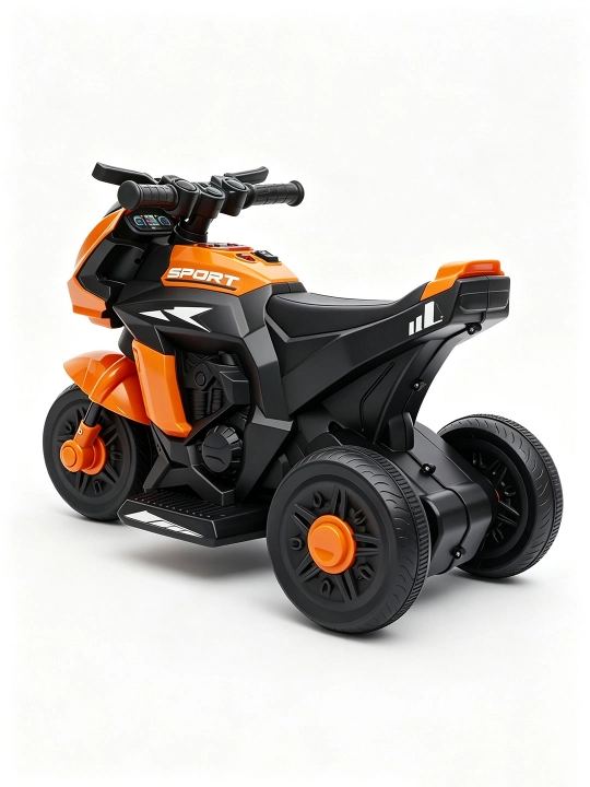 Bolalar elektr mototsikli, 2 motorli, 6V 4Ah akkumulyator, musiqa va chiroqlar, 1–6 yosh