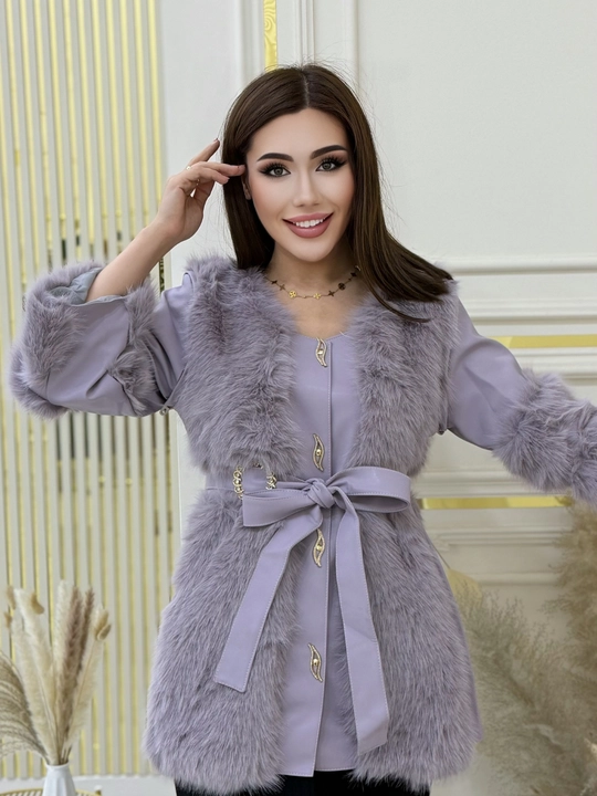 Ayollar uchun jilet – mo‘ynali, belbog‘li zamonaviy model