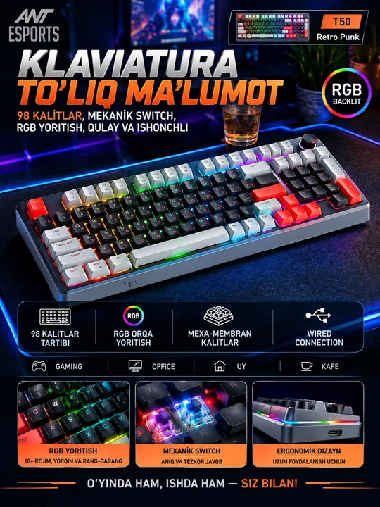 Игровые клавиатуры — с RGB-подсветкой, мембранные, с проводным подключением