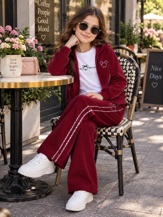 Спортивный костюм для девочки, тройка: худи, лонгслив и брюки, 7–14 лет, стильный комплект