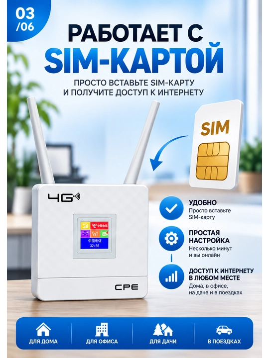 4G LTE Wi-Fi router SIM-kartali, Corex A9SW, LCD displey, 2.4 GHz, 150 Mbit/s gacha, LAN
