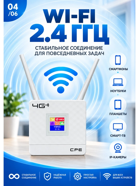 4G LTE Wi-Fi router SIM-kartali, Corex A9SW, LCD displey, 2.4 GHz, 150 Mbit/s gacha, LAN