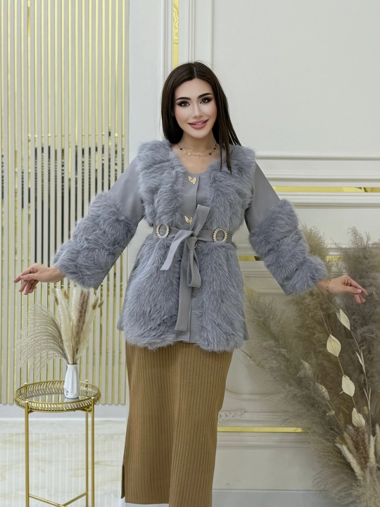 Ayollar uchun jilet – mo‘ynali, belbog‘li zamonaviy model