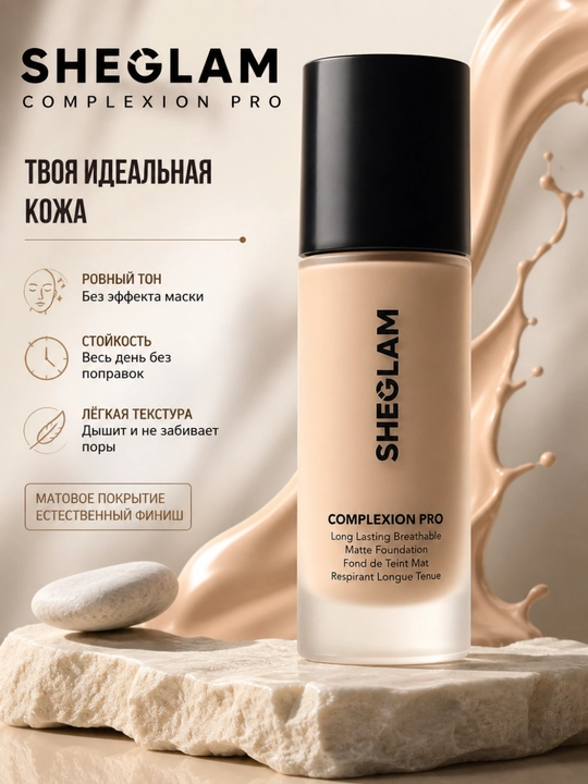 SHEGLAM tonal kremi, yuz terisi uchun makiyaj asosi, tabiiy xira tus