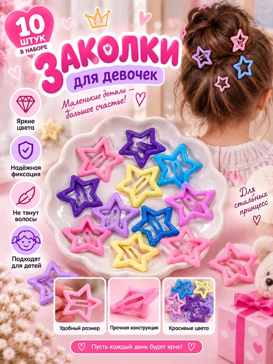 Заколка-невидимка в форме звезды для девочек