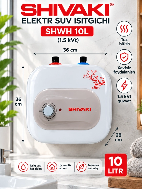 Shivaki SHWH 10L elektr suv isitgichi 1.5 kVt (Arizton),(Ariston) yoki(Areston)