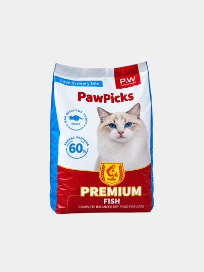 Paw Picks сухой корм для кошек с рыбой 1 кг