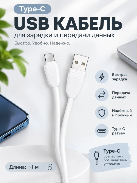 USB-C USB-A  кабель - 