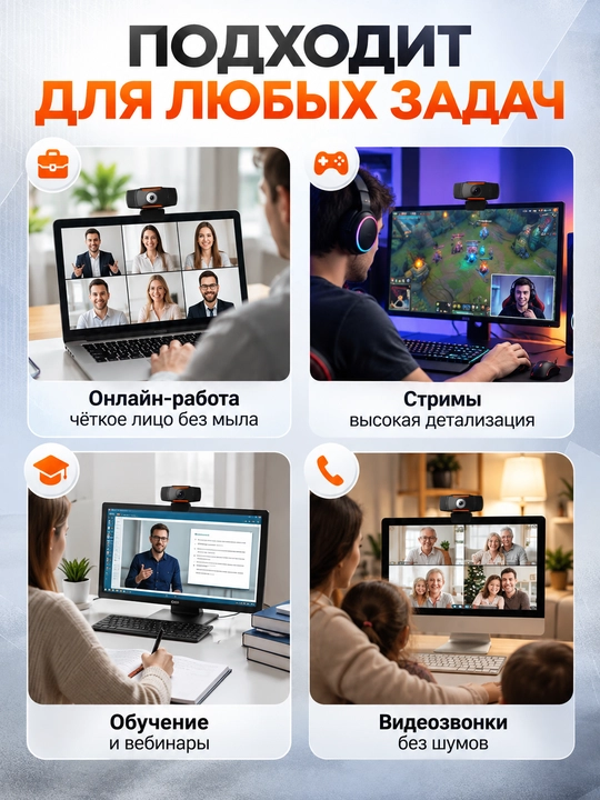 Kisonli 1080P Full HD mikrofonli veb-kamera, USB Plug & Play
