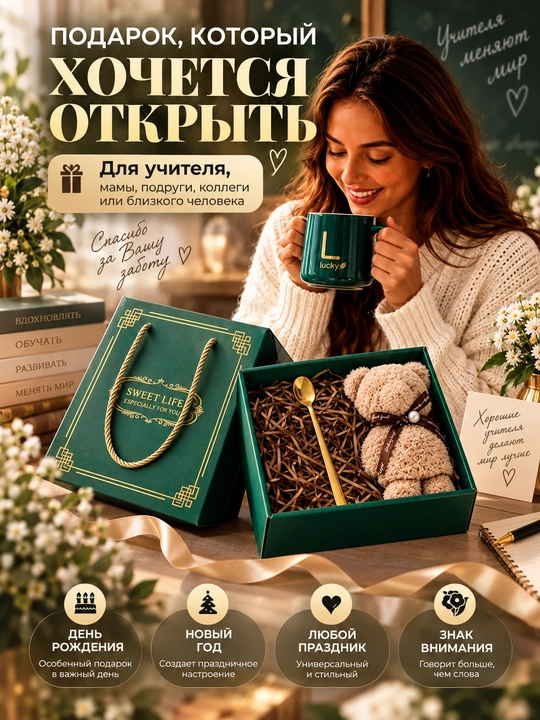 Qutidagi sovg‘a to‘plami, o‘qituvchi, ona, ota, qiz, yigit, buvi uchun sovg‘a