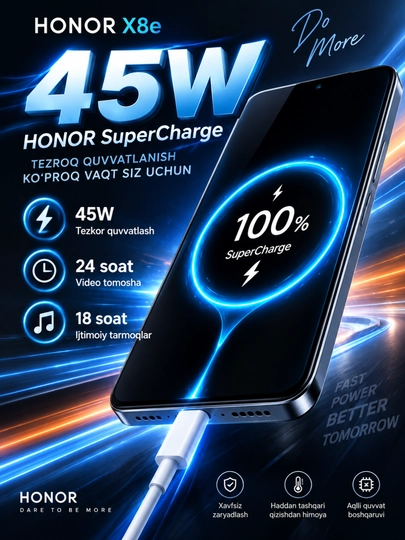 Смартфон HONOR X8e 6 256 ГБ 120 Гц 108 МП 7700 мАч