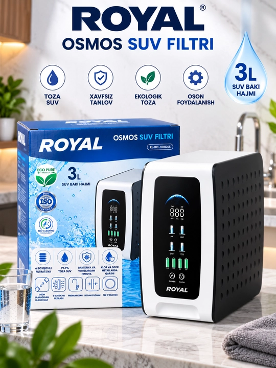 ROYAL RL-RO-100G6S teskari osmos filtri, toza va minerallashgan suv uchun filtr