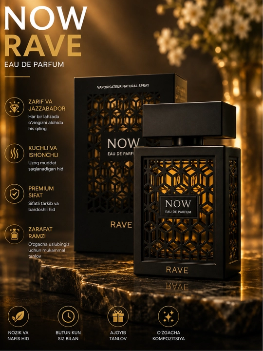 Erkaklar uchun parfyumlangan suv NOW Rave, Lattafa, atir, 100 ml - 