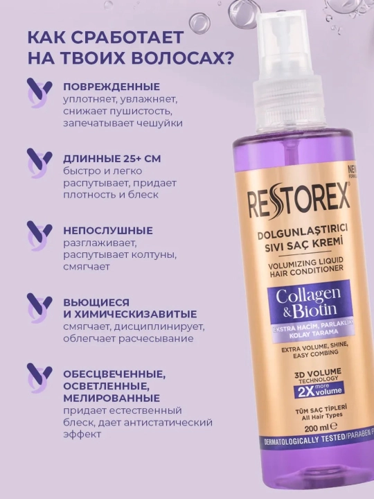 Спрей кондиционер Restorex Collagen & Biotin