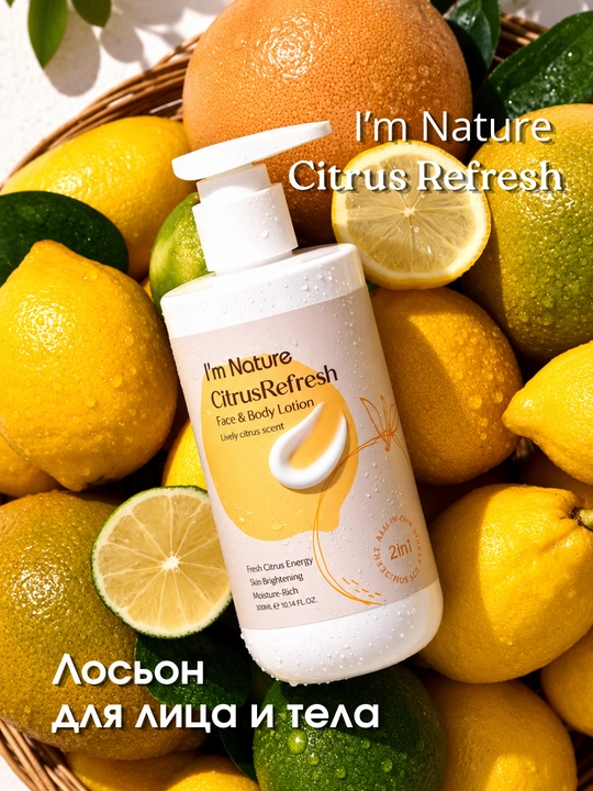 Citrus Refresh Face & Body Lotion 2in1, yuz va tana uchun namlantiruvchi losyon, 300 ml - 